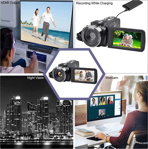 8K Video Camera 60fps/64MP 3 Inch LCD Touch Screen 18x Digital Zoom