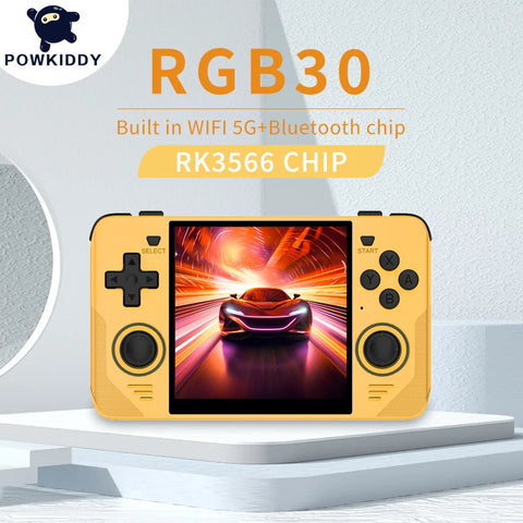 POWKIDDY RGB30 Giallo 720*720 Schermo IPS da 4 pollici WIFI integrato RK3566 