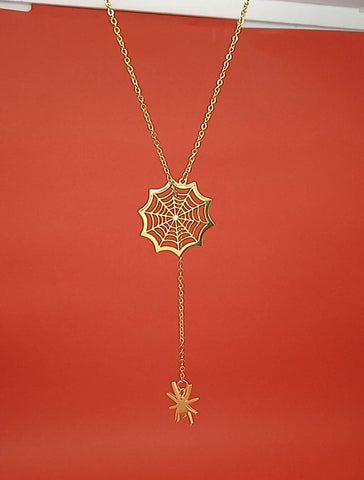 18k Gold Spider Necklace | Spider Charm Pendant | Halloween Necklace