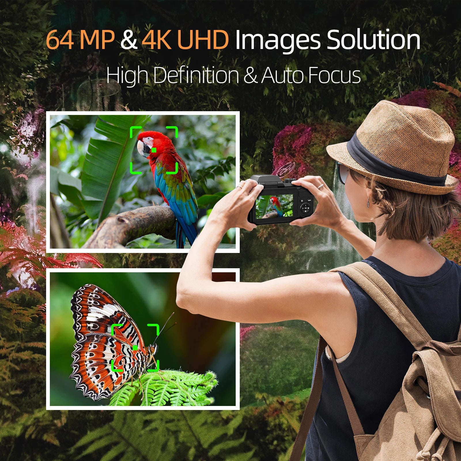 Digital Camera 4K 64MP 16X flip camera suitable for YouTube, suitable