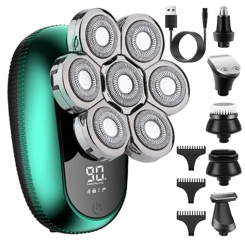 6 in 1 7D Floating Cutter Beard Electric Head Shaver for Bald Men USB