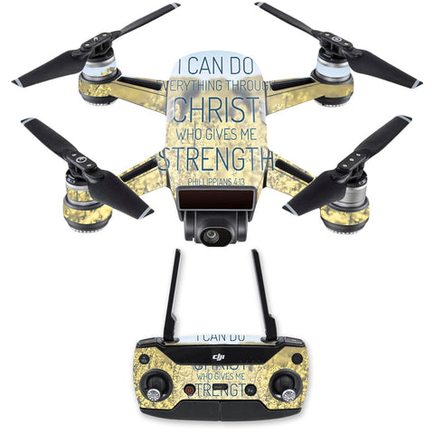 MightySkins DJSPCMB-Through Christ Skin Decal for DJI Spark Mini Drone