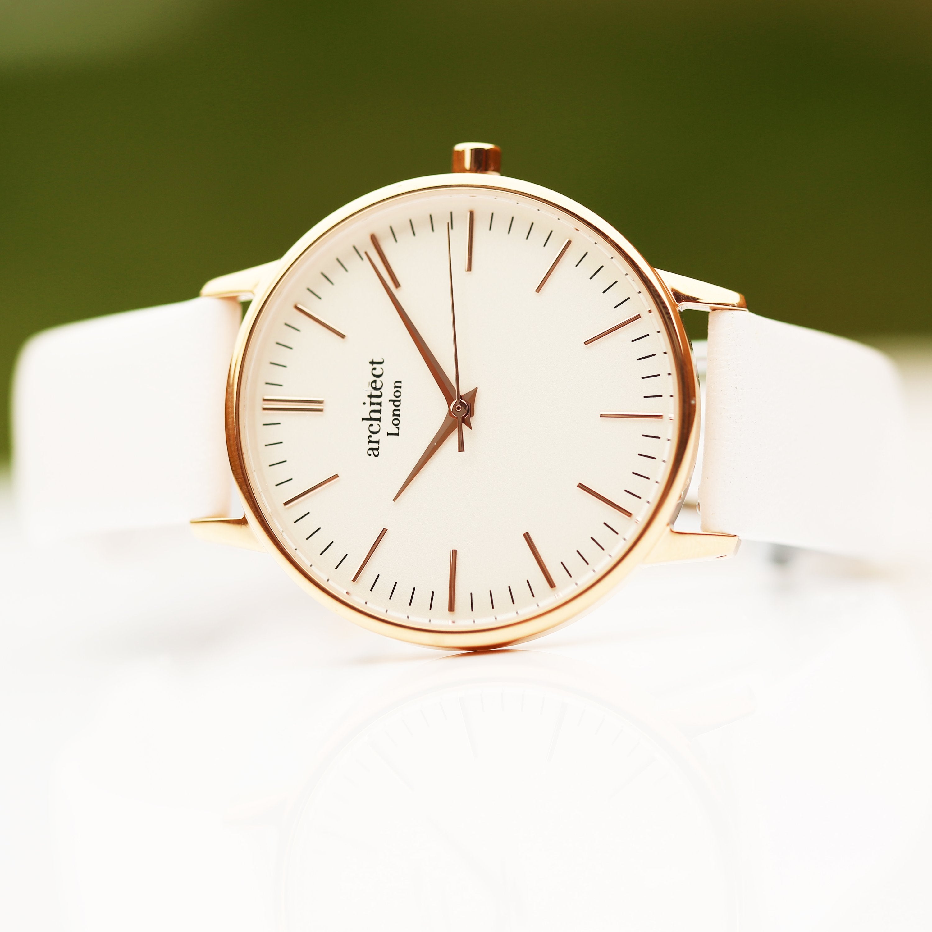 Ladies Architēct Blanc - Handwriting Engraving + White Strap