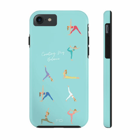 Yoga Poses Blue Tough Case for iPhone with Wireless Charging