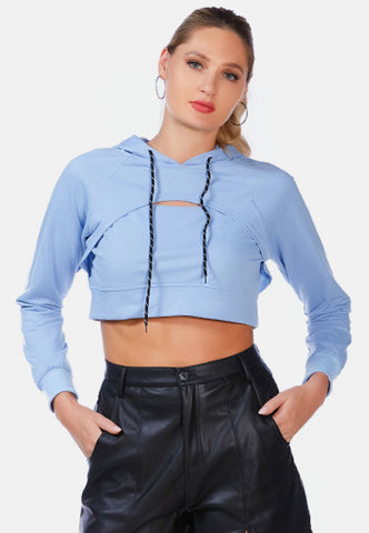 All Relaxed Front Slit Cropped Hoodie