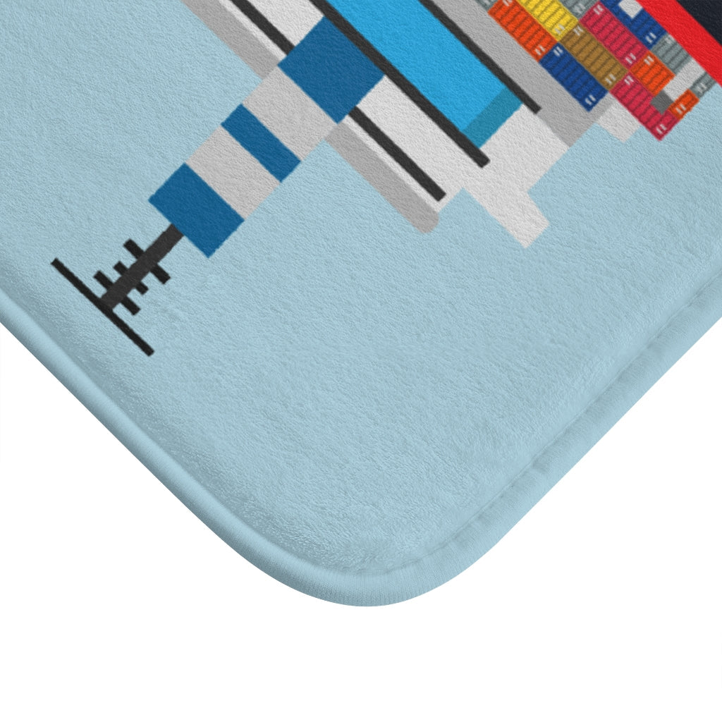 Cargo Ship In the Ocean Front Bath Mat