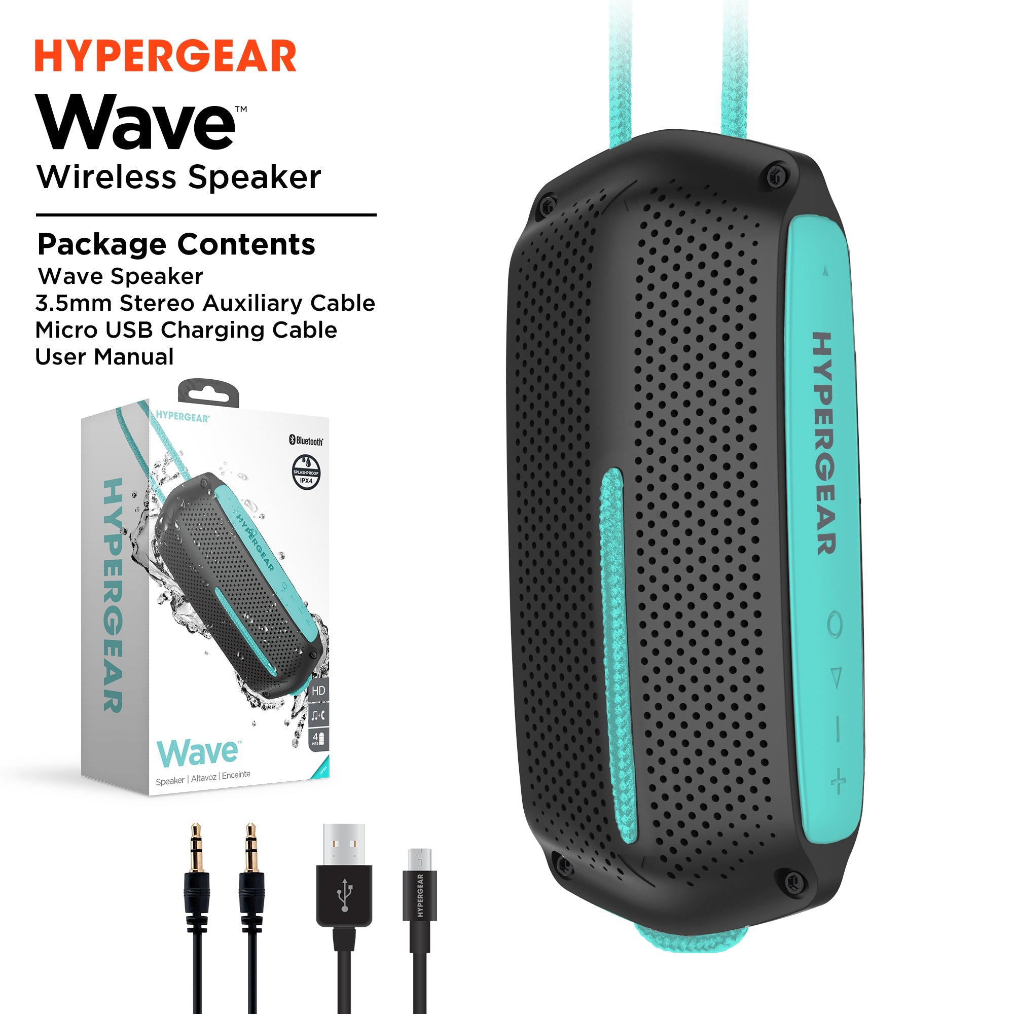 HyperGear Wave Water Resistant Wireless Speaker with Extended Battery