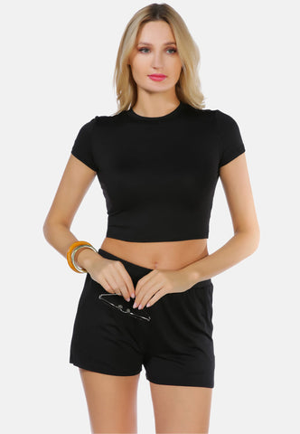 Casual Line Crew Neck Solid Top