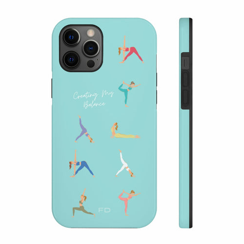 Yoga Poses Blue Tough Case for iPhone with Wireless Charging