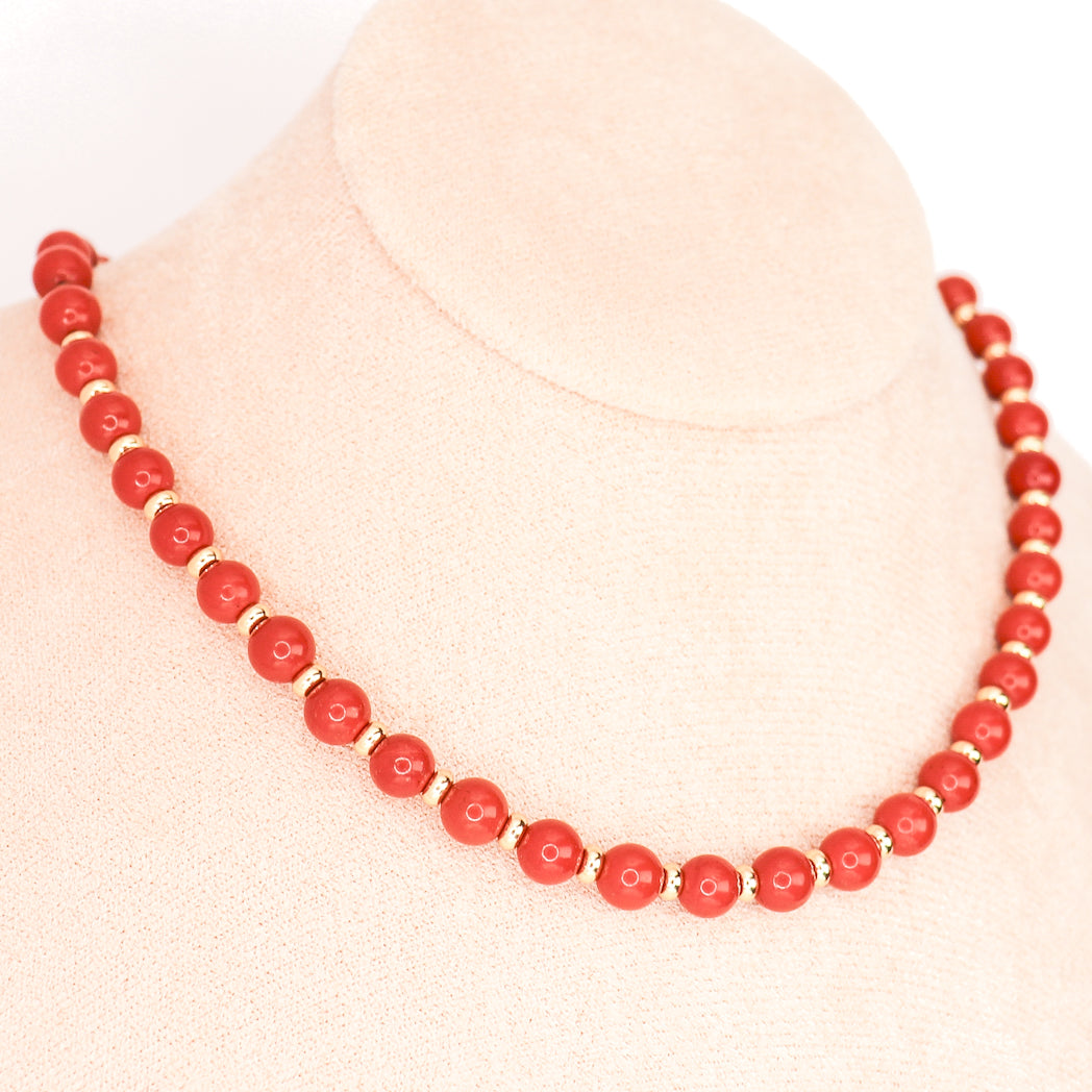 CIRCÉ | Collier en Jaspe rouge et plaqué Or 18 et 24 carats