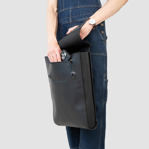 Leather Backpack - Metropolian (Black)