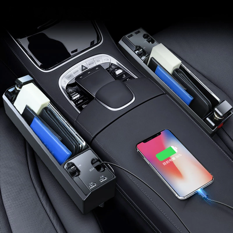 Car Seat Side Organizer with Charger Cable Car Seat Gap Storage Box