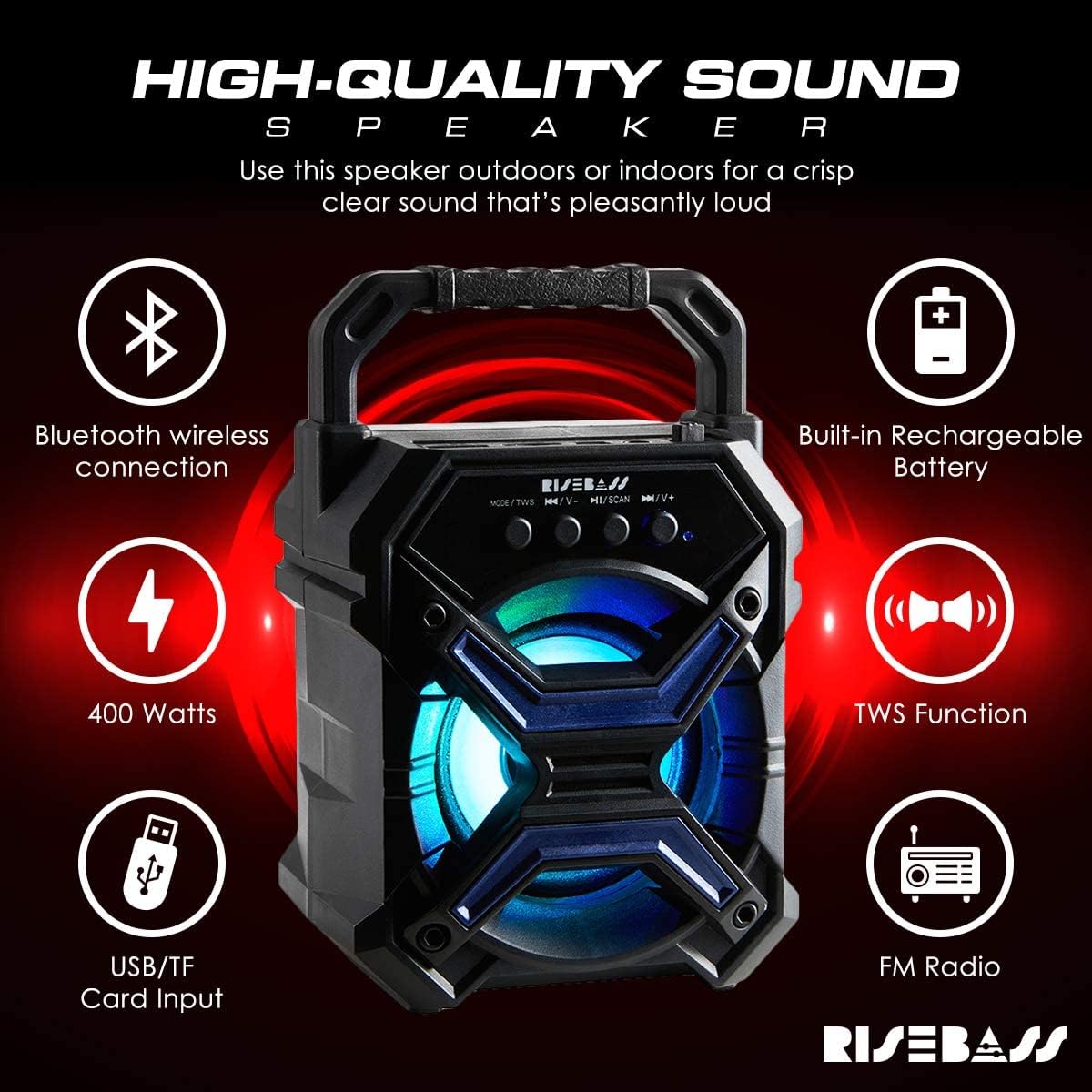 RISEBASS Portable Wireless Bluetooth Speaker