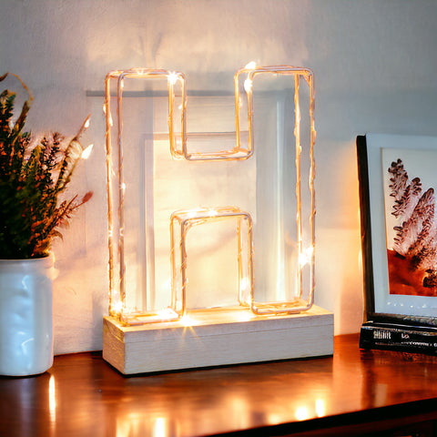 Light Up Letter H Wire Frame Copper Rose Gold Alphabet Light