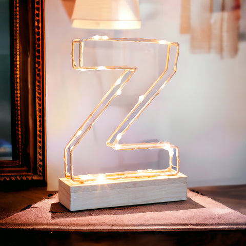 Light Up Letter Z  Wire Frame Copper Rose Gold Alphabet Light