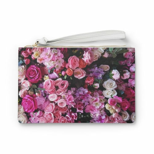 Floral Bouquet Designed Zipped Clutch Bag