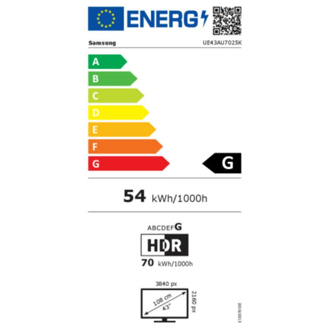 Smart TV Samsung UE43AU7025 43" 4K Ultra HD LED HDR10+