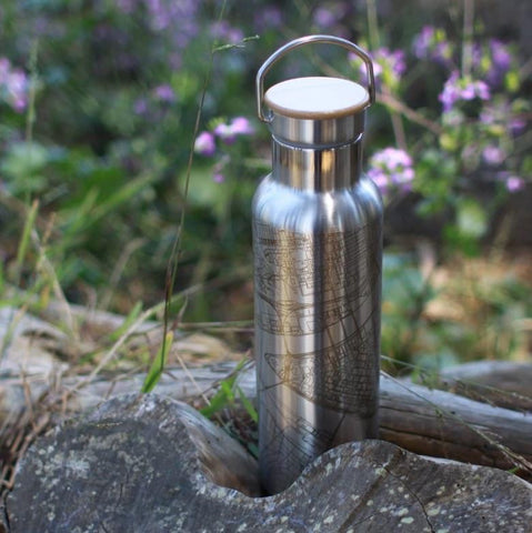 Fox Lake - Wisconsin Map Bottle with Bamboo Top