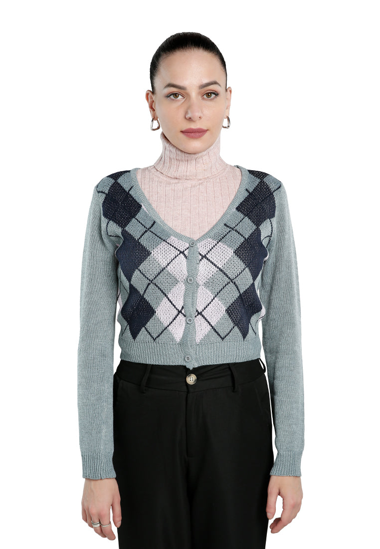 Full Sleeve Argyle Checks Cardigan