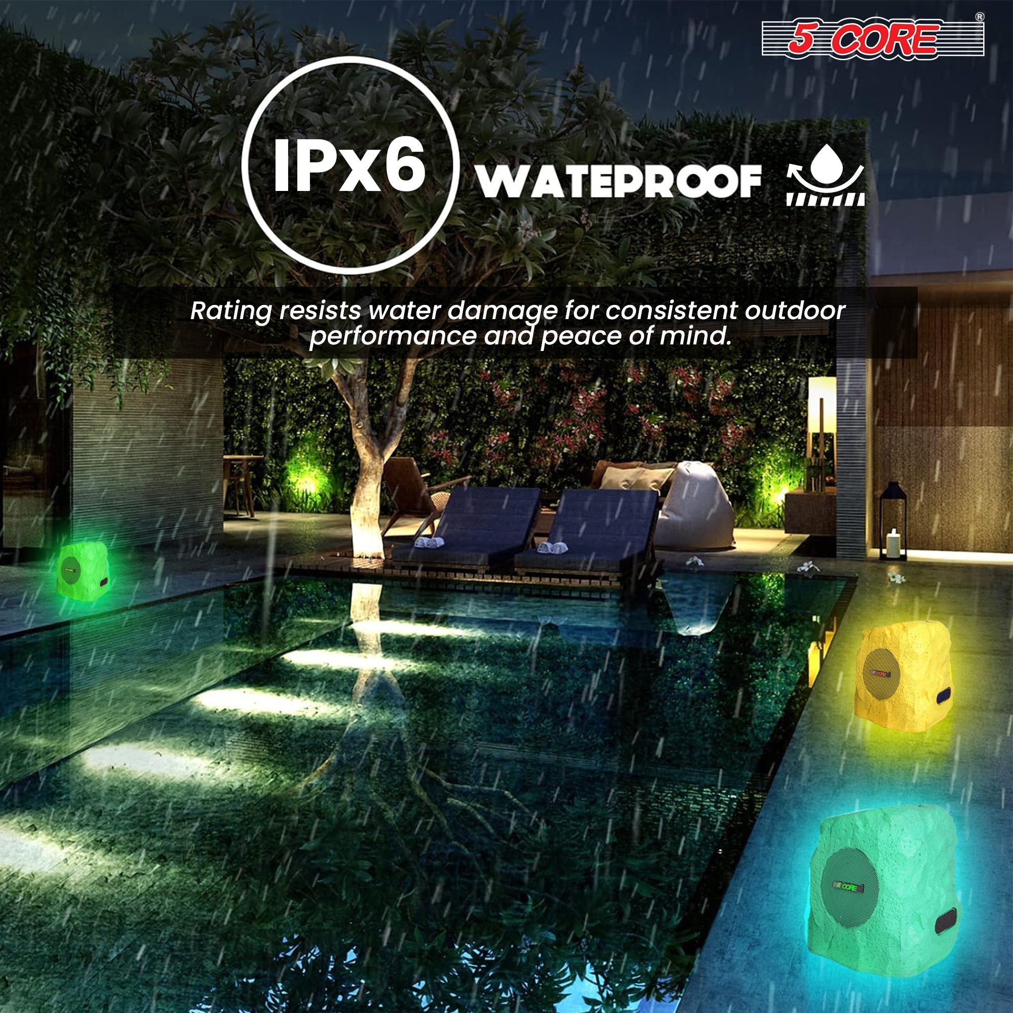 5Core Outdoor Speakers Bluetooth Waterproof Wireless Linkable TWS 10W