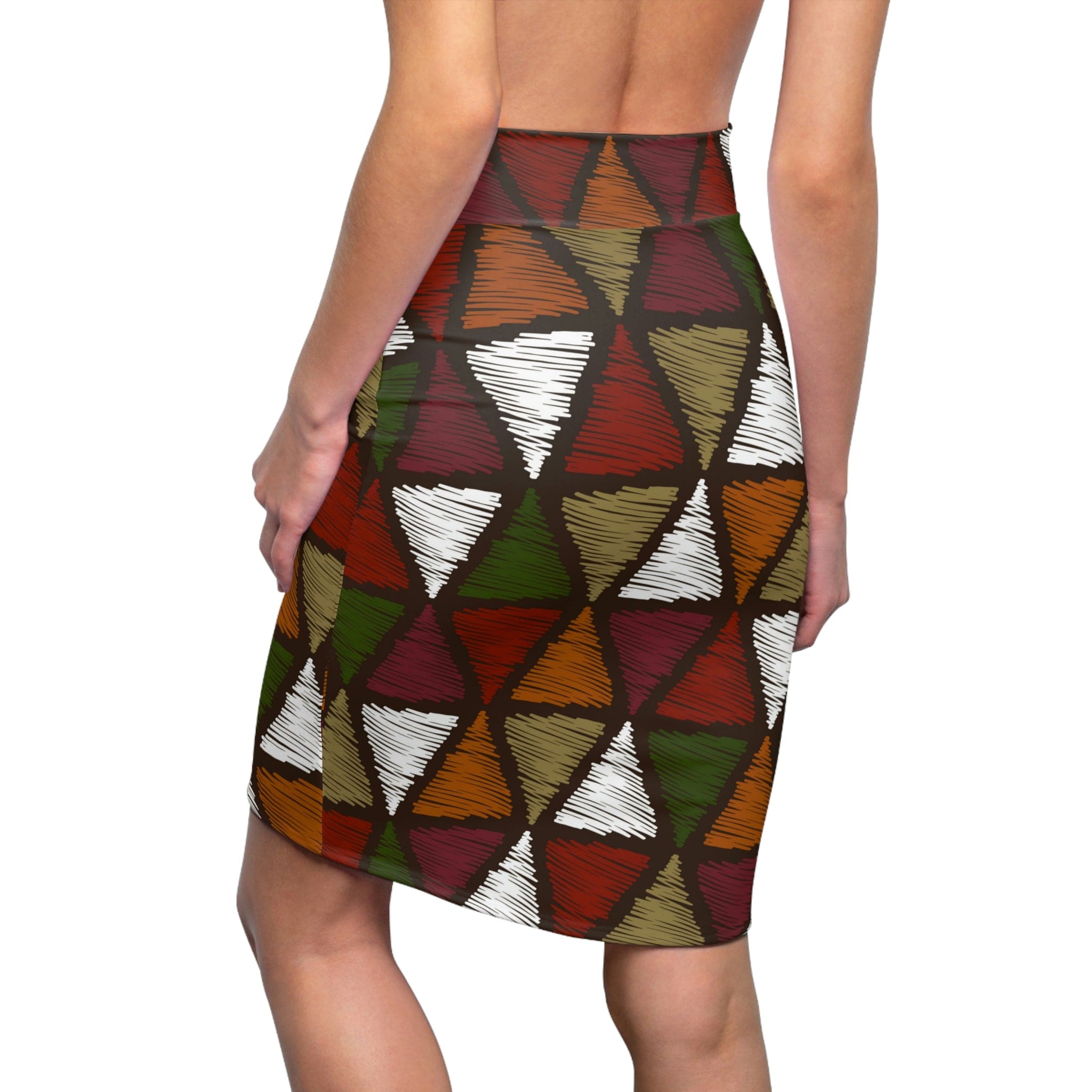 High Waist Womens Pencil Skirt - Contour Stretch, Forest Green and