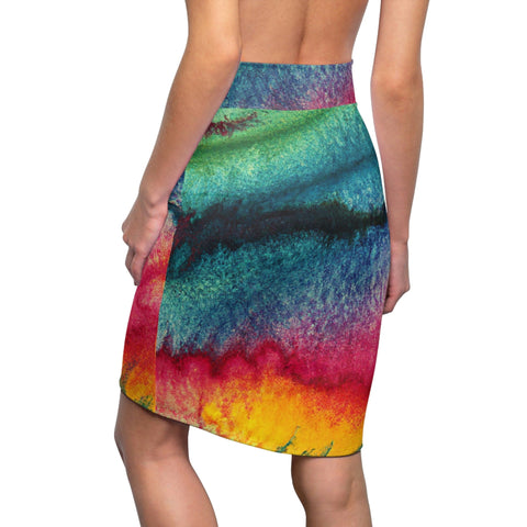 High Waist Womens Pencil Skirt - Contour Stretch, Multicolor