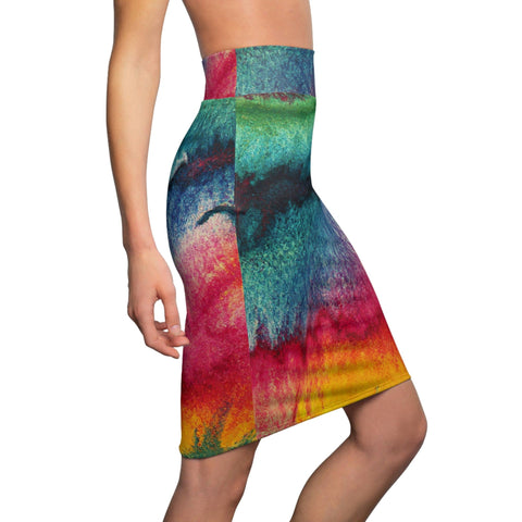 High Waist Womens Pencil Skirt - Contour Stretch, Multicolor