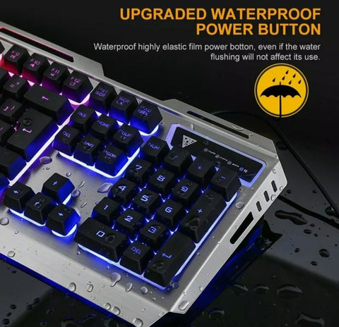 Ninja Dragon Metallic Silver Mechanical Gaming Keyboard and Mouse Set