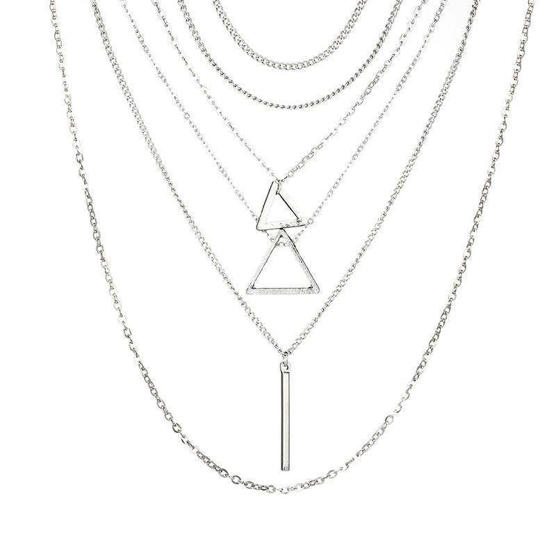 Double Triangle Multilayer Necklace