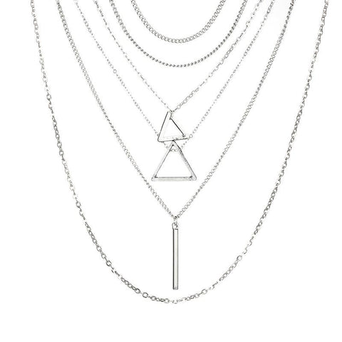 Double Triangle Multilayer Necklace